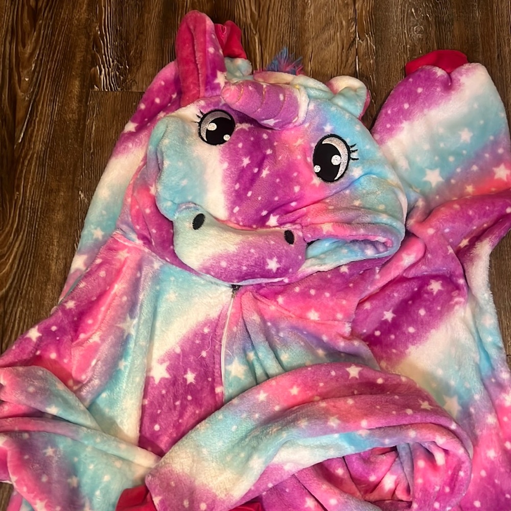 NEW Unicorn Zip Up Onesie w/ Tail & Pockets